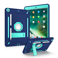 Funda Bumper Silicona y Plastico Mate Carcasa con Soporte YJ1 para Apple iPad 10.2 (2019) Azul