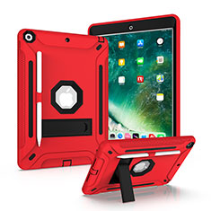 Funda Bumper Silicona y Plastico Mate Carcasa con Soporte YJ1 para Apple iPad 10.2 (2019) Rojo