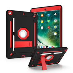 Funda Bumper Silicona y Plastico Mate Carcasa con Soporte YJ1 para Apple iPad 10.2 (2019) Rojo y Negro