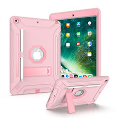 Funda Bumper Silicona y Plastico Mate Carcasa con Soporte YJ1 para Apple iPad 10.2 (2021) Rosa