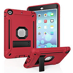 Funda Bumper Silicona y Plastico Mate Carcasa con Soporte YJ1 para Apple iPad Mini 3 Rojo