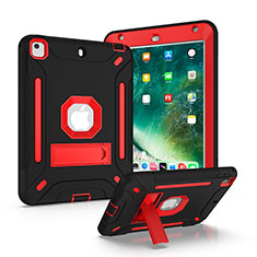 Funda Bumper Silicona y Plastico Mate Carcasa con Soporte YJ1 para Apple iPad Mini 4 Rojo y Negro