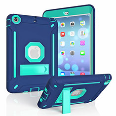 Funda Bumper Silicona y Plastico Mate Carcasa con Soporte YJ2 para Apple iPad Mini 2 Azul