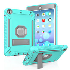Funda Bumper Silicona y Plastico Mate Carcasa con Soporte YJ2 para Apple iPad Mini 3 Azul Claro
