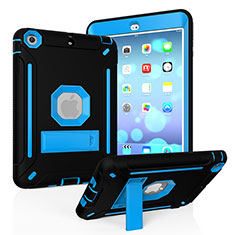 Funda Bumper Silicona y Plastico Mate Carcasa con Soporte YJ2 para Apple iPad Mini 3 Azul y Negro