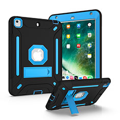 Funda Bumper Silicona y Plastico Mate Carcasa con Soporte YJ2 para Apple iPad Mini 4 Azul y Negro