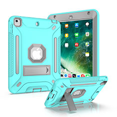 Funda Bumper Silicona y Plastico Mate Carcasa con Soporte YJ2 para Apple iPad Mini 5 (2019) Azul Claro