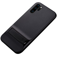 Funda Bumper Silicona y Plastico Mate Carcasa con Soporte Z01 para Huawei P30 Pro Negro