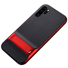 Funda Bumper Silicona y Plastico Mate Carcasa con Soporte Z01 para Huawei P30 Pro New Edition Rojo