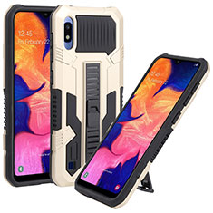 Funda Bumper Silicona y Plastico Mate Carcasa con Soporte ZJ1 para Samsung Galaxy A10 Oro