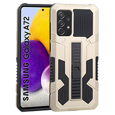 Funda Bumper Silicona y Plastico Mate Carcasa con Soporte ZJ1 para Samsung Galaxy A72 5G Oro