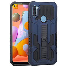 Funda Bumper Silicona y Plastico Mate Carcasa con Soporte ZJ1 para Samsung Galaxy M11 Azul