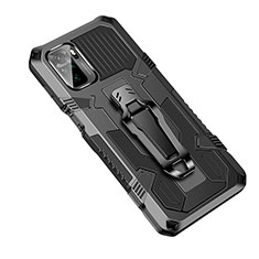 Funda Bumper Silicona y Plastico Mate Carcasa con Soporte ZJ2 para Xiaomi Poco M5S Negro