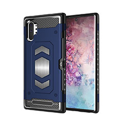 Funda Bumper Silicona y Plastico Mate Carcasa Magnetico para Samsung Galaxy Note 10 Plus 5G Azul