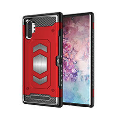 Funda Bumper Silicona y Plastico Mate Carcasa Magnetico para Samsung Galaxy Note 10 Plus 5G Rojo