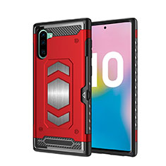 Funda Bumper Silicona y Plastico Mate Carcasa Magnetico para Samsung Galaxy Note 10 Rojo