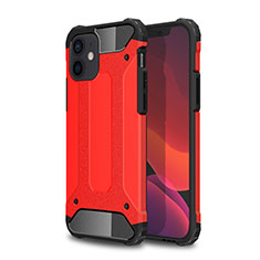 Funda Bumper Silicona y Plastico Mate Carcasa para Apple iPhone 12 Mini Rojo