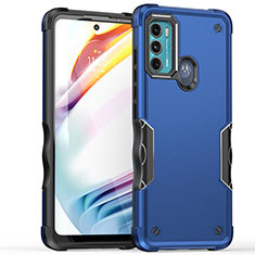 Funda Bumper Silicona y Plastico Mate Carcasa para Motorola Moto G60s Azul