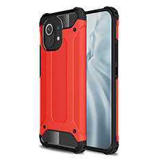 Funda Bumper Silicona y Plastico Mate Carcasa para Xiaomi Mi 11 Lite 5G Rojo