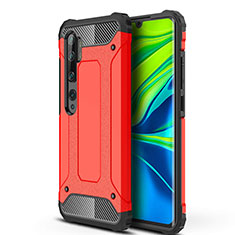 Funda Bumper Silicona y Plastico Mate Carcasa para Xiaomi Mi Note 10 Pro Rojo