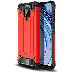 Funda Bumper Silicona y Plastico Mate Carcasa para Xiaomi Redmi Note 9 Pro Max Rojo
