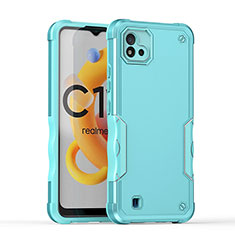 Funda Bumper Silicona y Plastico Mate Carcasa QW1 para Realme Narzo 50i Azul Claro