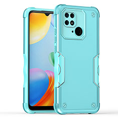 Funda Bumper Silicona y Plastico Mate Carcasa QW1 para Xiaomi Redmi 10 India Azul Claro