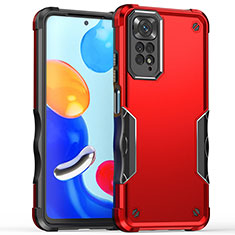 Funda Bumper Silicona y Plastico Mate Carcasa QW1 para Xiaomi Redmi Note 11 4G (2022) Rojo