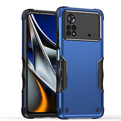 Funda Bumper Silicona y Plastico Mate Carcasa QW1 para Xiaomi Redmi Note 11E Pro 5G Azul