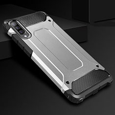 Funda Bumper Silicona y Plastico Mate Carcasa R01 para Samsung Galaxy A70 Plata