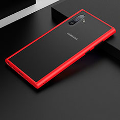 Funda Bumper Silicona y Plastico Mate Carcasa R01 para Samsung Galaxy Note 10 Rojo