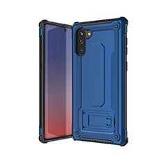 Funda Bumper Silicona y Plastico Mate Carcasa U01 para Samsung Galaxy Note 10 5G Azul y Negro