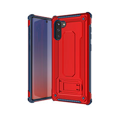 Funda Bumper Silicona y Plastico Mate Carcasa U01 para Samsung Galaxy Note 10 Rojo