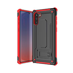 Funda Bumper Silicona y Plastico Mate Carcasa U01 para Samsung Galaxy Note 10 Rojo y Negro