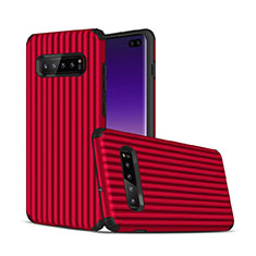 Funda Bumper Silicona y Plastico Mate Carcasa U01 para Samsung Galaxy S10 Plus Rojo