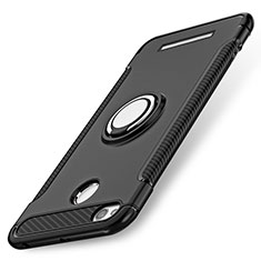 Funda Bumper Silicona y Plastico Mate con Anillo de dedo Soporte para Xiaomi Redmi 3 Pro Negro