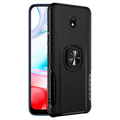 Funda Bumper Silicona y Plastico Mate con Anillo de dedo Soporte para Xiaomi Redmi 8A Negro