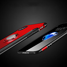 Funda Bumper Silicona y Plastico Mate con Anillo de dedo Soporte T01 para Apple iPhone Xs Rojo