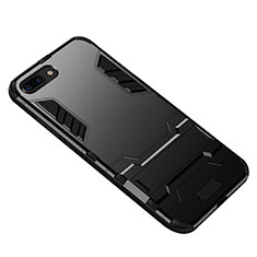 Funda Bumper Silicona y Plastico Mate con Soporte para Huawei Honor 10 Negro