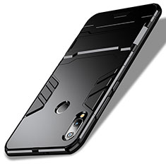 Funda Bumper Silicona y Plastico Mate con Soporte para Huawei Nova 3e Negro