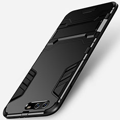 Funda Bumper Silicona y Plastico Mate con Soporte para Huawei P10 Plus Negro
