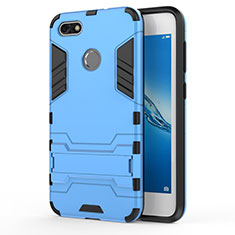 Funda Bumper Silicona y Plastico Mate con Soporte para Huawei Y6 Pro (2017) Azul