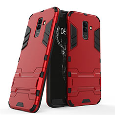 Funda Bumper Silicona y Plastico Mate con Soporte para Samsung Galaxy A6 Plus (2018) Rojo