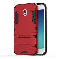 Funda Bumper Silicona y Plastico Mate con Soporte para Samsung Galaxy J3 Pro (2017) Rojo