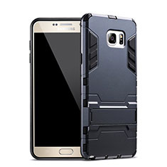 Funda Bumper Silicona y Plastico Mate con Soporte para Samsung Galaxy Note 5 N9200 N920 N920F Azul