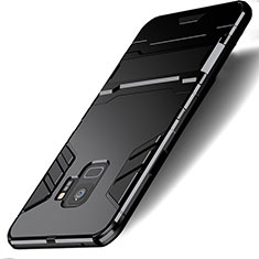 Funda Bumper Silicona y Plastico Mate con Soporte para Samsung Galaxy S9 Negro