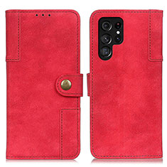 Funda de Cuero Cartera con Soporte Carcasa A01D para Samsung Galaxy S21 Ultra 5G Rojo