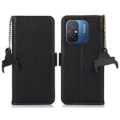 Funda de Cuero Cartera con Soporte Carcasa A01D para Xiaomi Redmi 12C 4G Negro