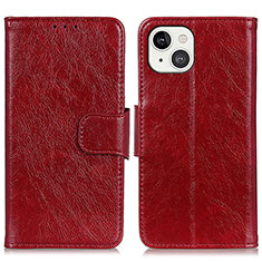 Funda de Cuero Cartera con Soporte Carcasa A02 para Apple iPhone 13 Rojo