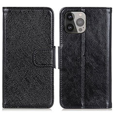 Funda de Cuero Cartera con Soporte Carcasa A02 para Apple iPhone 14 Pro Max Negro